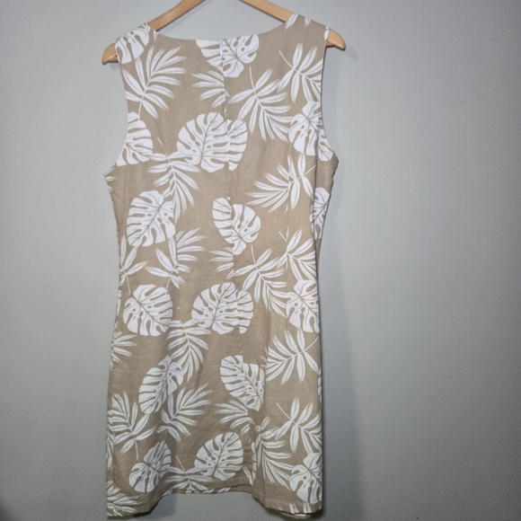 Charlie Paige Tropical Beige and White Sleeveless Womens Large Dress - Picture 2 of 9
